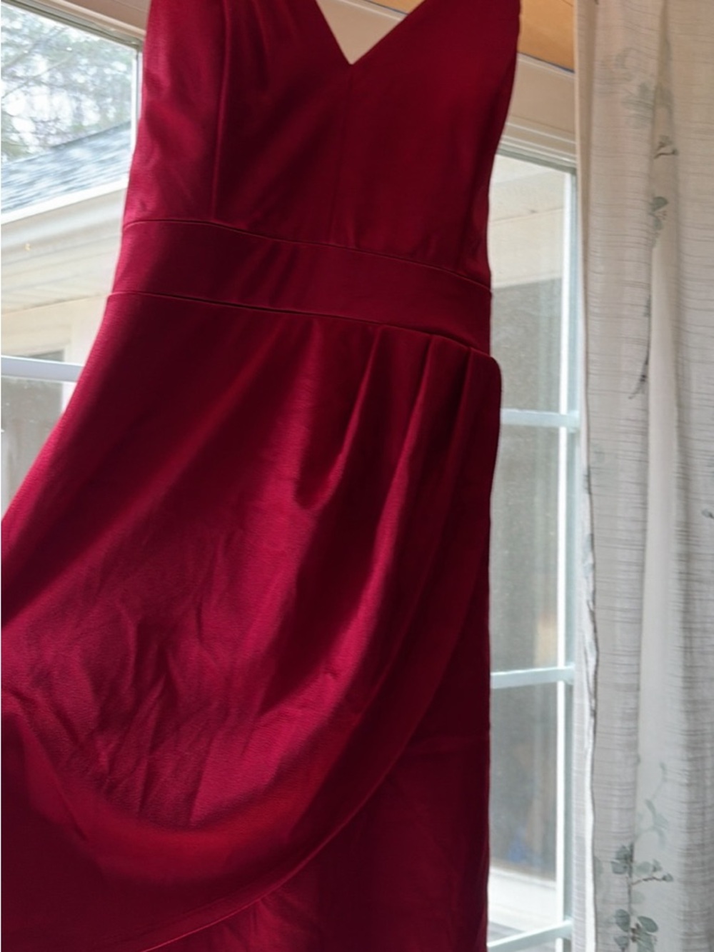 Teeze Me Deep Red V-Neck Midi Dress